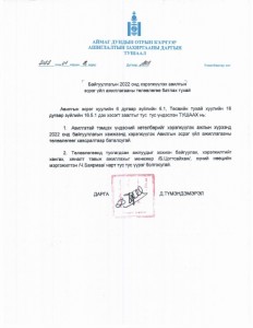 Байгууллагын 2022 онд хэрэгжүүлэх авилгын эсрэг үйл ажиллагааны төлөвлөгөө